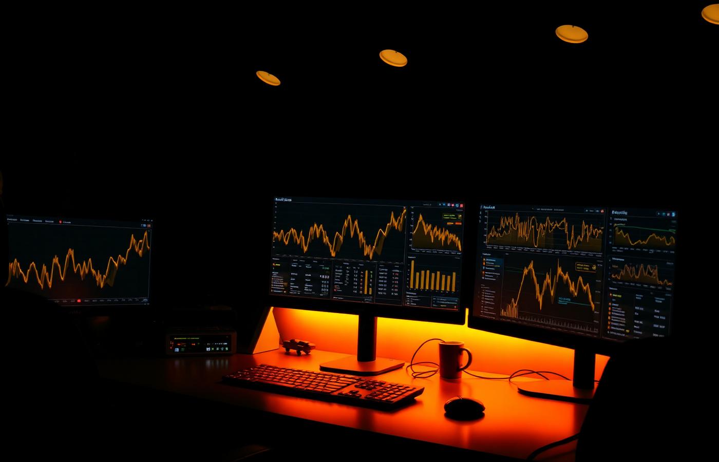 Creator analytics dashboard glowing at night